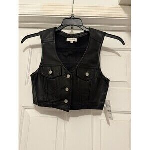Pacsun Black Cropped Faux Leather Vest Womens XS Coquette Festival NWT